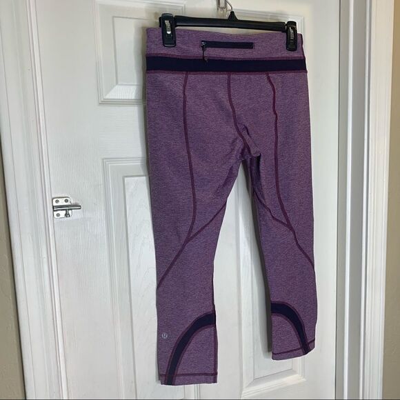 LULULEMON Inspire Crop II Heathered Berry Size 6 Luxtreme Running Jogging - Picture 8 of 10